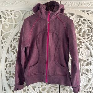 Lululemon Scuba Hoodie Pink Plum Zip Up Jacket Size 6 EUC